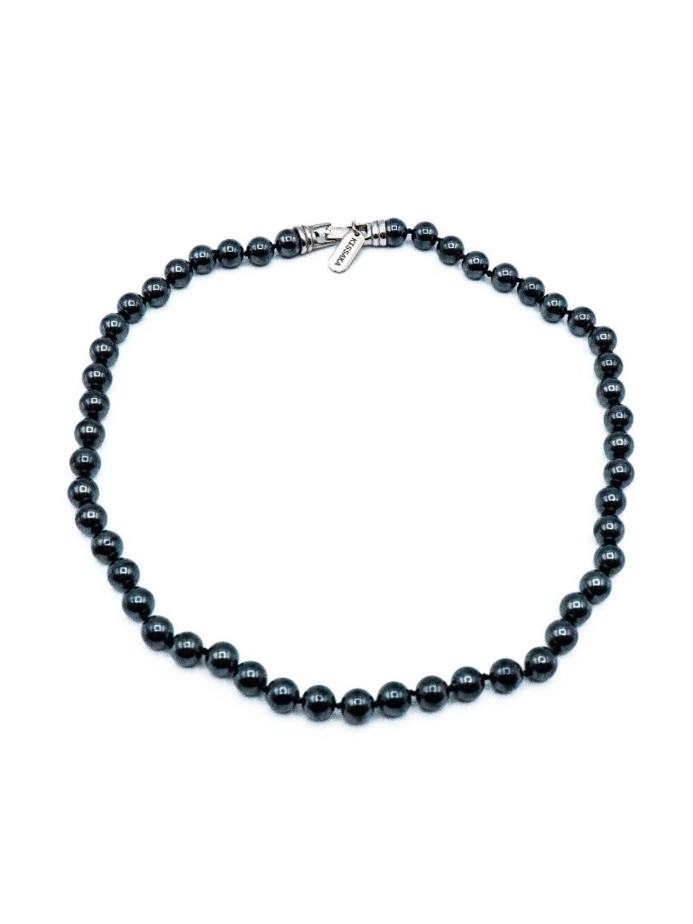 Kissaka Black Pearl Necklace 18" Simulated Glass Pearls Knotted Vintage
